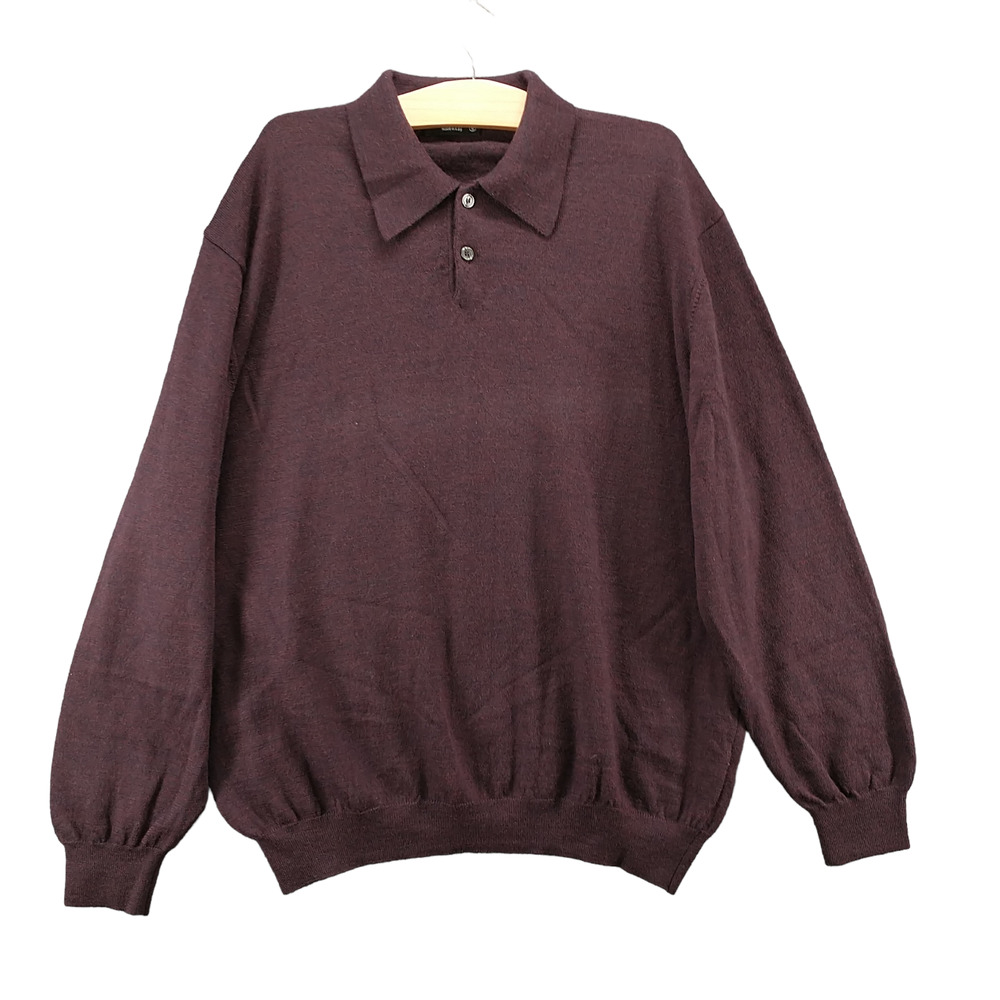 Toscano Men's Pullover Collared Sweater Purple XL Long Sleeve Made in Italy